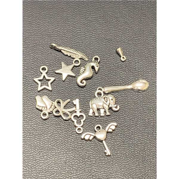 Lot of 10 assorted NEW Silver Charms