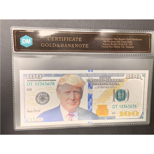 Donald Trump 100 USA 24K Federal reserve commemorative note