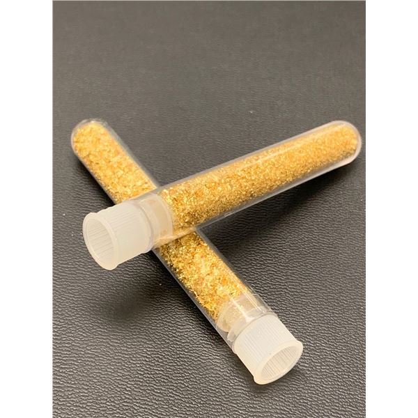 Lot of 2 large vials of golden flake