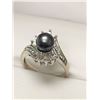 Image 1 : Ladies 14Kt Gold Black Pearl Solitaire 2.37ct with diamonds ring with appraisal certificate value $6