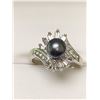 Image 2 : Ladies 14Kt Gold Black Pearl Solitaire 2.37ct with diamonds ring with appraisal certificate value $6
