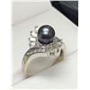 Image 3 : Ladies 14Kt Gold Black Pearl Solitaire 2.37ct with diamonds ring with appraisal certificate value $6