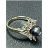 Image 4 : Ladies 14Kt Gold Black Pearl Solitaire 2.37ct with diamonds ring with appraisal certificate value $6