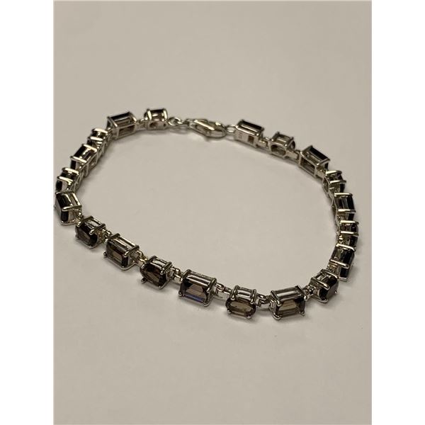Ladies Natural Smoky Quartz Gemstone Tennis Bracelet 10.85ct TW with appraisal certificate value $1,