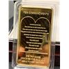 Image 2 : Cased one troy ounce 100 mils .999 fine gold clad ten commandments wafer bar