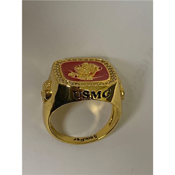 USMC Semper NEW Gents Gold Tone Marine commemorative ring