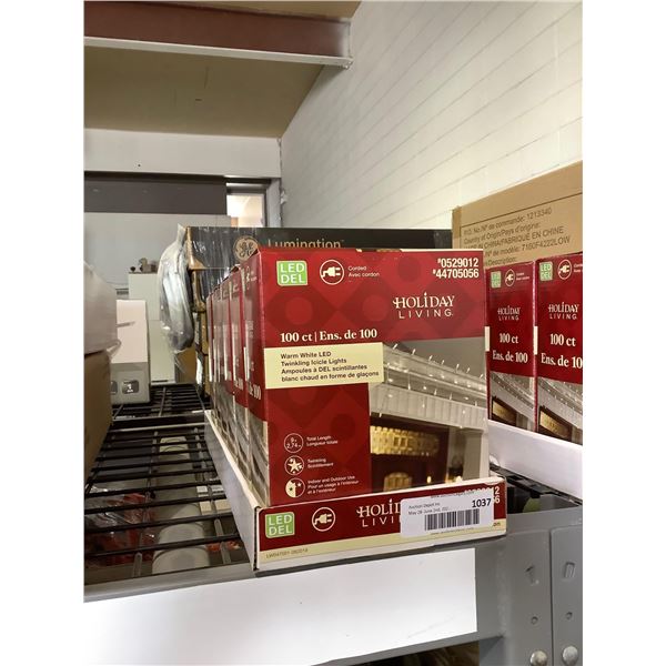 Holiday Living 9ft Warm White LED Twinkling Icicle Lights Lot of 6