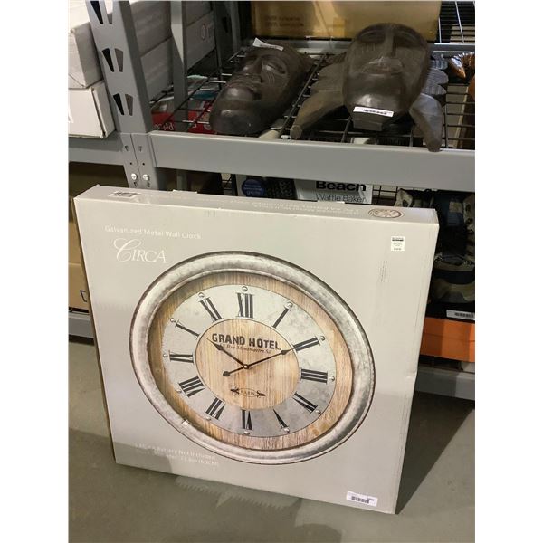 Galvanized Metal Wall Clock (23.6in D)