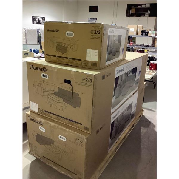 Thomasville Fabric Sectional w/ Storage Ottoman (3 boxes)