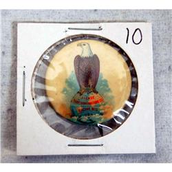 Celluloid J.I. Case pin back w/old Abe