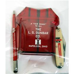 I.H. shaker, mechanical pencil & knife