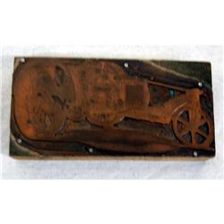 Happy farmer tractor print block