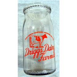 Driggs 1 pint milk bottle w/cow