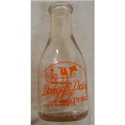 Driggs 1 quart milk bottle w/cow