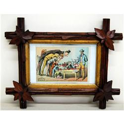 Framed trade card Deering binder