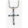 Image 1 : Zuni Silver Needlepoint Turquoise Cross Necklace
