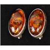 Image 1 : Vintage Sterling & Amber Clip-On Earrings