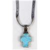 Image 1 : Sterling Turquoise Cross Pendant Necklace