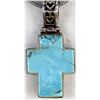Image 2 : Sterling Turquoise Cross Pendant Necklace