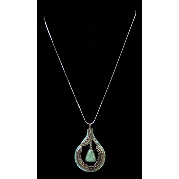 Navajo Sterling Turquoise Pendant Necklace