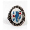 Image 2 : Vintage Navajo Zuni Sterling Inlay Bird Ring, 4