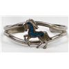 Image 2 : Navajo Sterling Chip Inlay Horse Bracelet