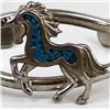 Image 3 : Navajo Sterling Chip Inlay Horse Bracelet