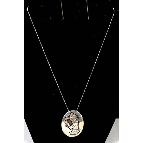 Hopi Sterling Silver Mudhead Pendant Necklace