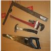 Image 1 : Hammer, Saw, Pipe Wrench, Square