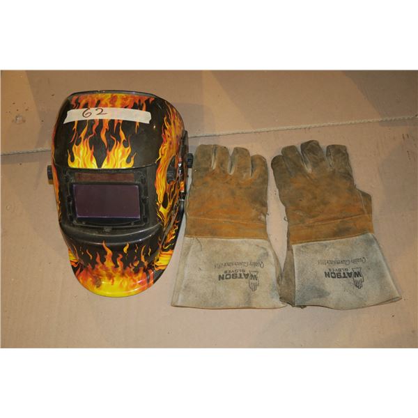 Auto Darkening Welding Helmet & Leather Gloves