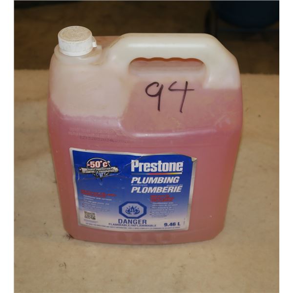 Full jug of plumbing antifreeze