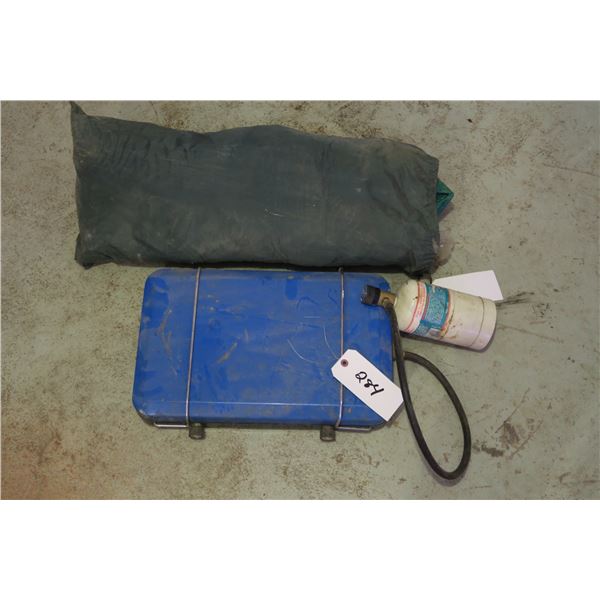 As is Tent + Camp Stove & Tank