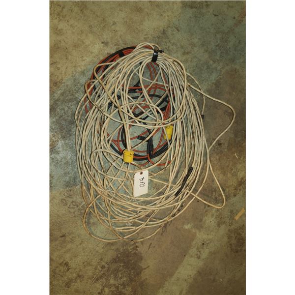 Lot electrical Wire w/ Plug ends + Extension cords