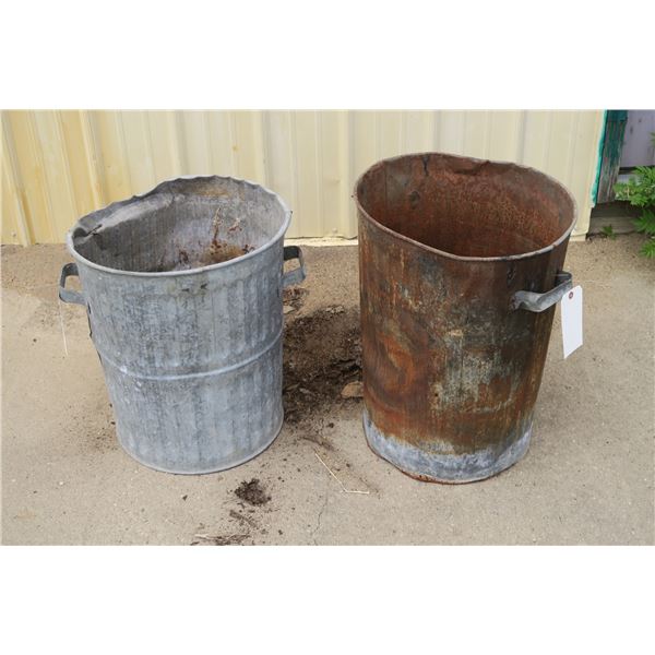 Two 25 gal. Metal Garbage cans