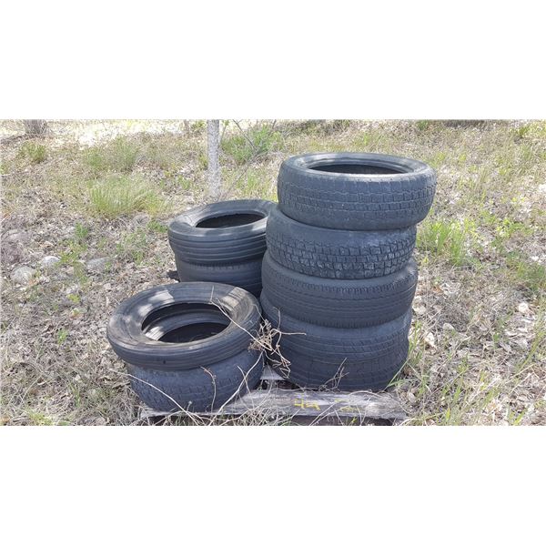 Pallet of various size scrap tires