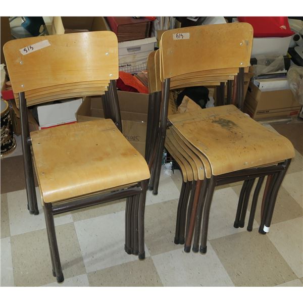 12 Wooden Stacking Chairs