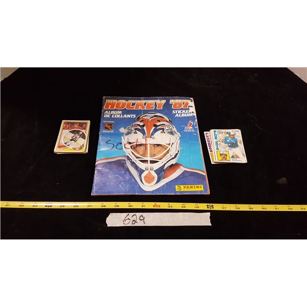 Lot Hockey Sticker Book & Sports Cards
