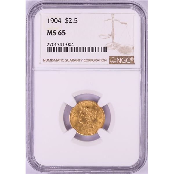 1904 $2 1/2 Liberty Head Quarter Eagle Gold Coin NGC MS65