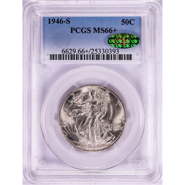 1946-S Walking Liberty Half Dollar Coin PCGS MS66+ CAC