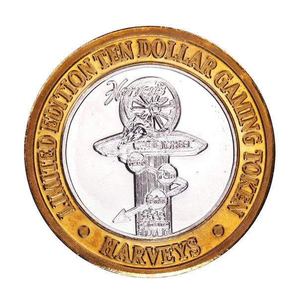 .999 Fine Silver Harveys Resort Lake Tahoe, Nevada $10 Limited Edition Gaming Token