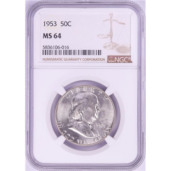 1953 Franklin Half Dollar Coin NGC MS64