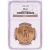 Image 1 : 1925 $20 St. Gaudens Double Eagle Gold Coin NGC MS62
