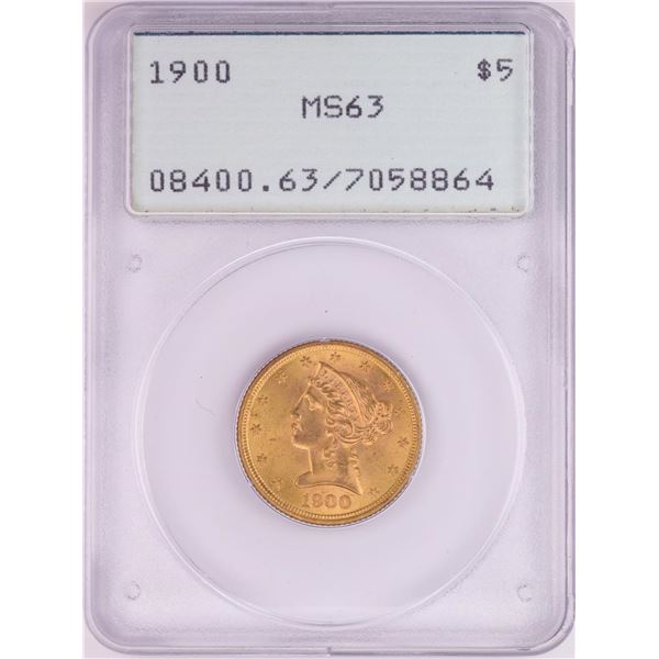 1900 $5 Liberty Head Half Eagle Gold Coin PCGS MS63 Old Green Rattler