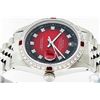 Image 9 : Rolex Men's Stainless Steel Red Vignette Diamond & Ruby Datejust Wristwatch