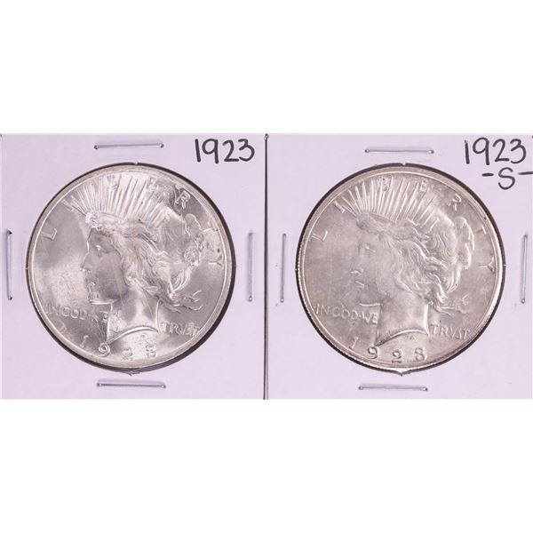 Lot of 1923 & 1923-S $1 Peace Silver Dollar Coins