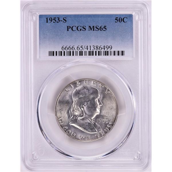 1953-S Franklin Half Dollar Coin PCGS MS65
