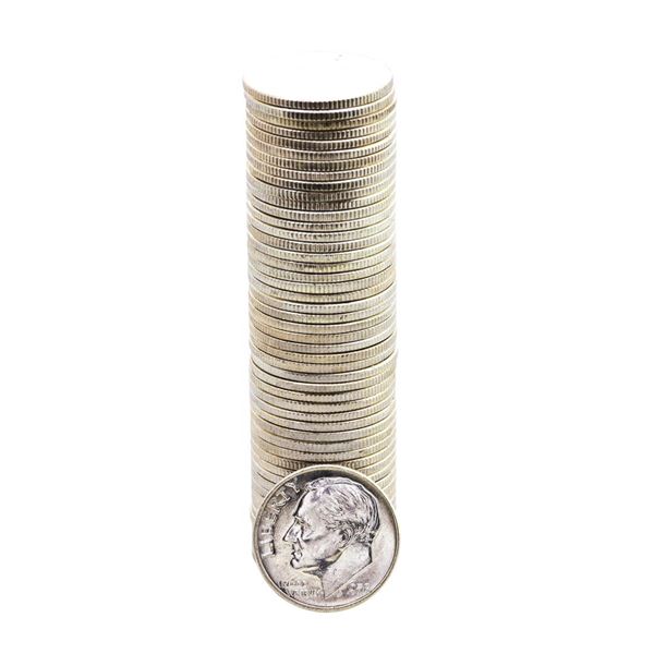 Roll of (50) Brilliant Uncirculated 1958-D Roosevelt Dimes