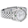 Image 5 : Rolex Men's Stainless Steel Silver MOP Diamond & Emerald Datejust Wristwatch