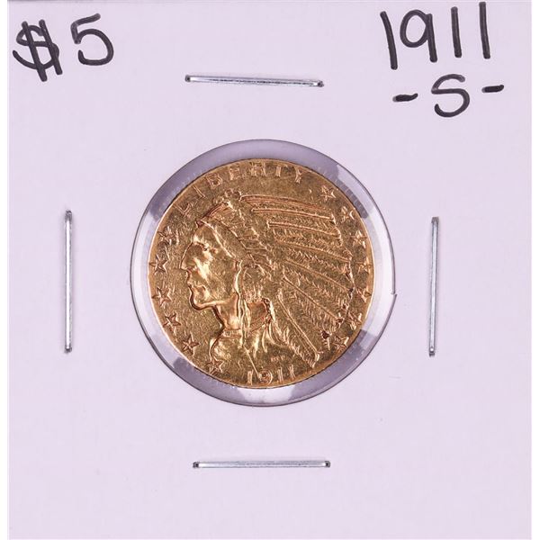 1911-S $5 Indian Head Half Eagle Gold Coin