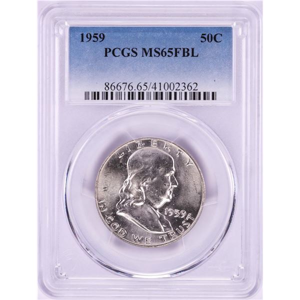 1959 Franklin Half Dollar Coin PCGS MS65FBL